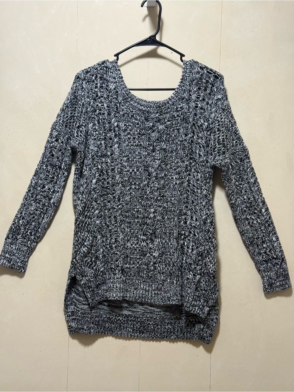 Express Cozy Marled Oversized Crewneck Sweater - Black & White Sz XS